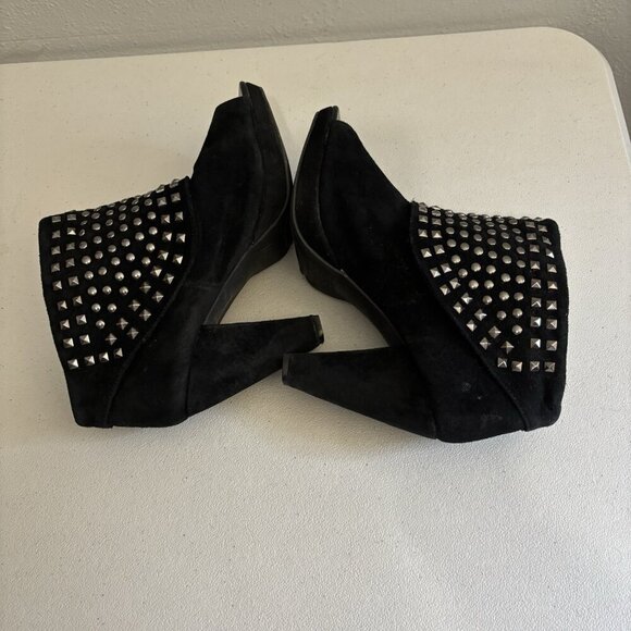 Kenneth Cole Reaction Open Toe Booties Studded Women 8 Black Leather Upper - Picture 5 of 10